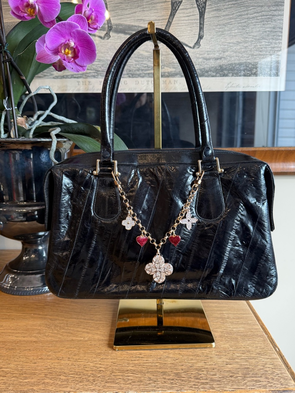 Vintage 1980’s Black Genuine Eel Skin Leather Speedy Bag